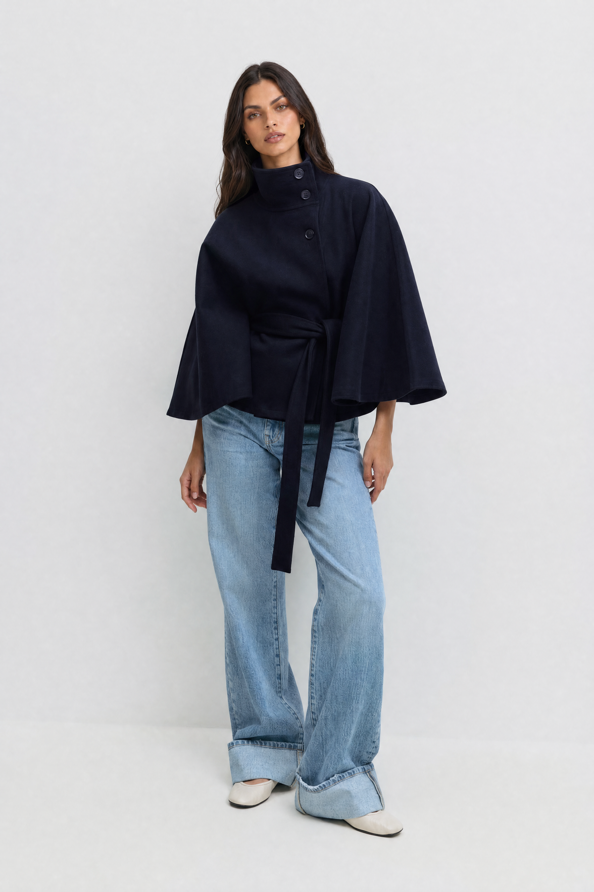 Loreza – Giacca a mantello Blu Marino
